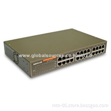 24-port 10/100/1000Mbps Rack Mount Ethernet Switch, Internal Universal Power Supply